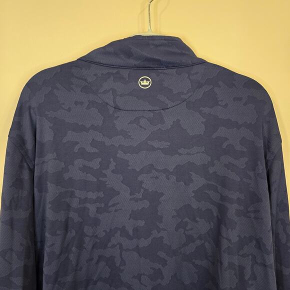 Men's Peter Millar Navy Blue Camo 1/4 Zip Golf Performance Pullover | Size XL - Picture 5 of 8